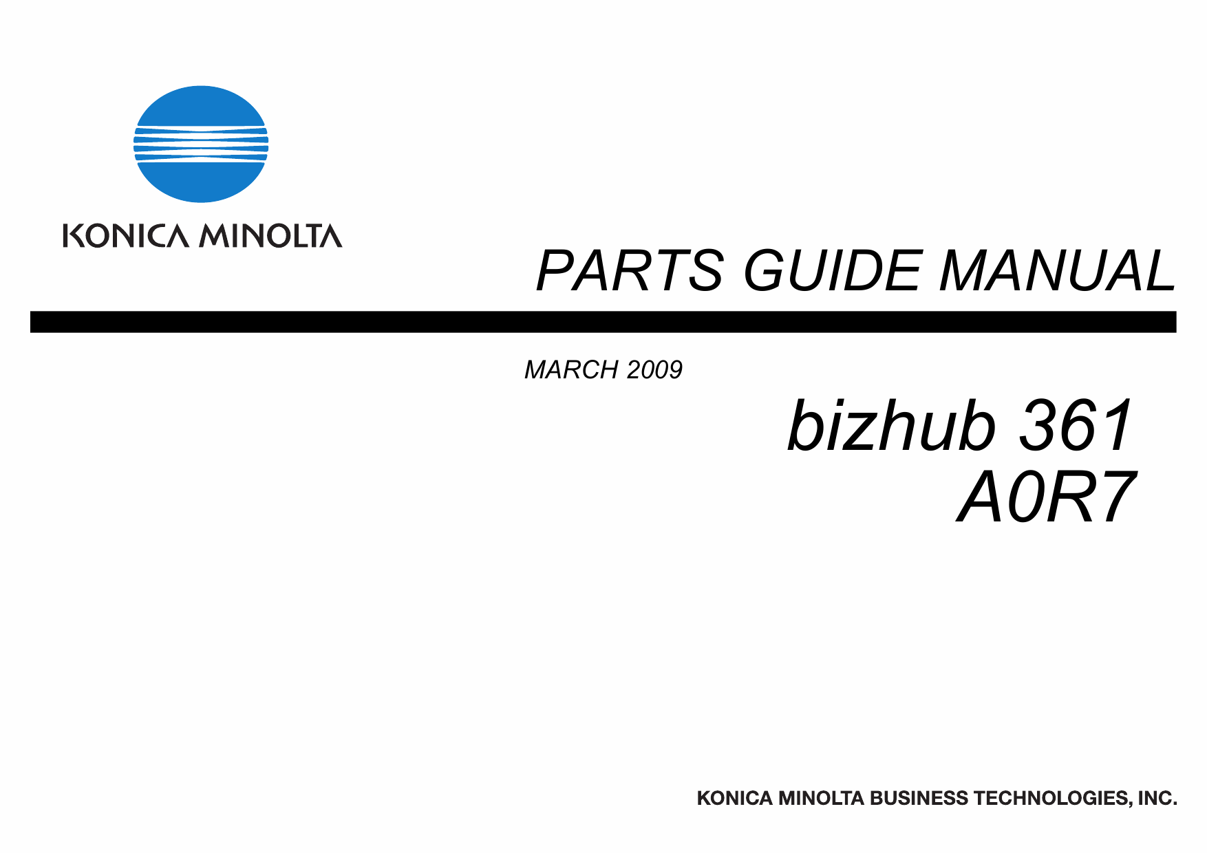 Konica-Minolta bizhub 361 Parts Manual-1